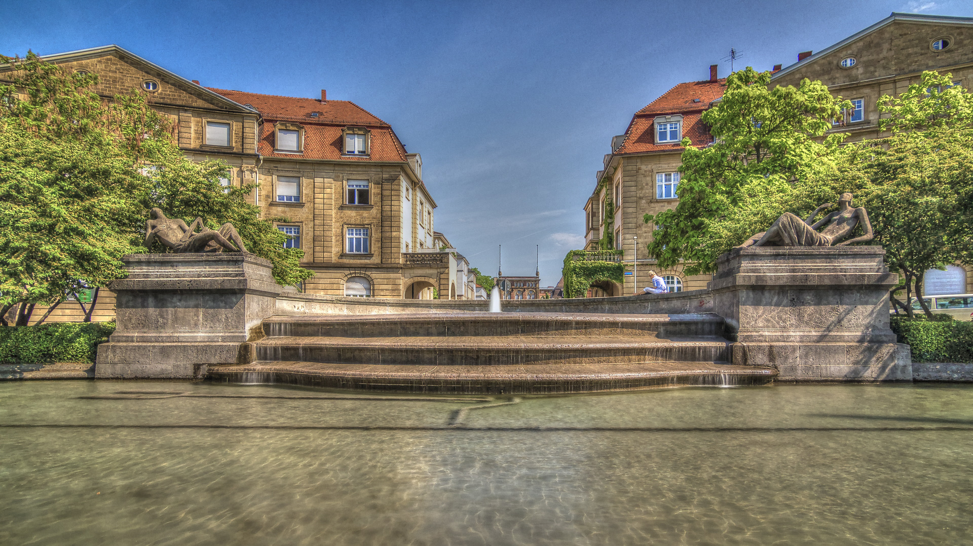 Fontänenbrunnen auf dem Haydnplatz in Karlsruhe